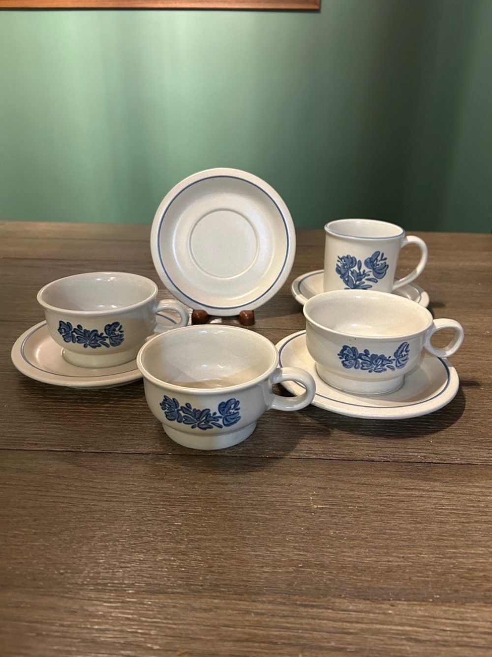 Vintage Pfaltzgraff Yorktowne coffee cups and saucers mixed group